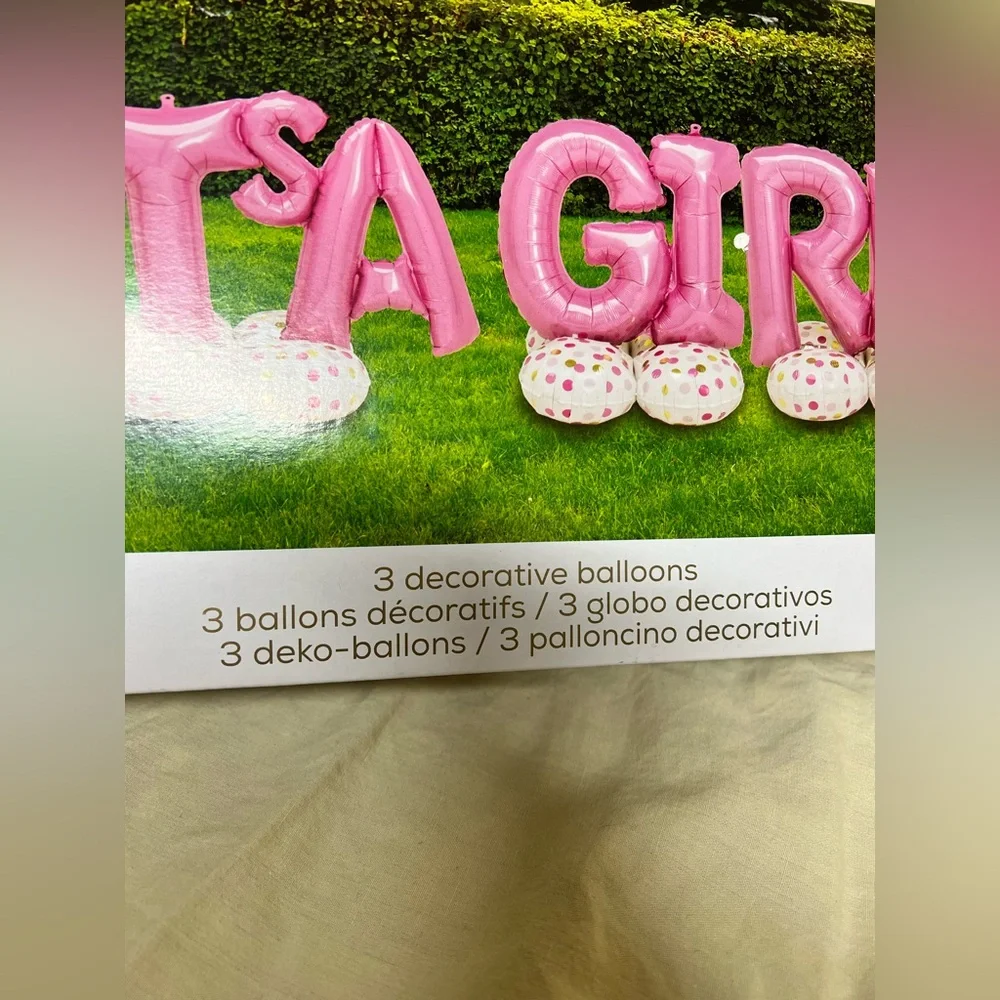 Anagram Airloonz ITS A GIRL Pink 3 Decorative Balloons Indoor/Outdoor 106